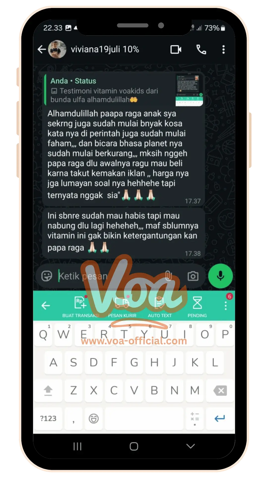 Testimonials VOA Vitamin Otak Anak Speech Delay Autis Terlambat Bicara