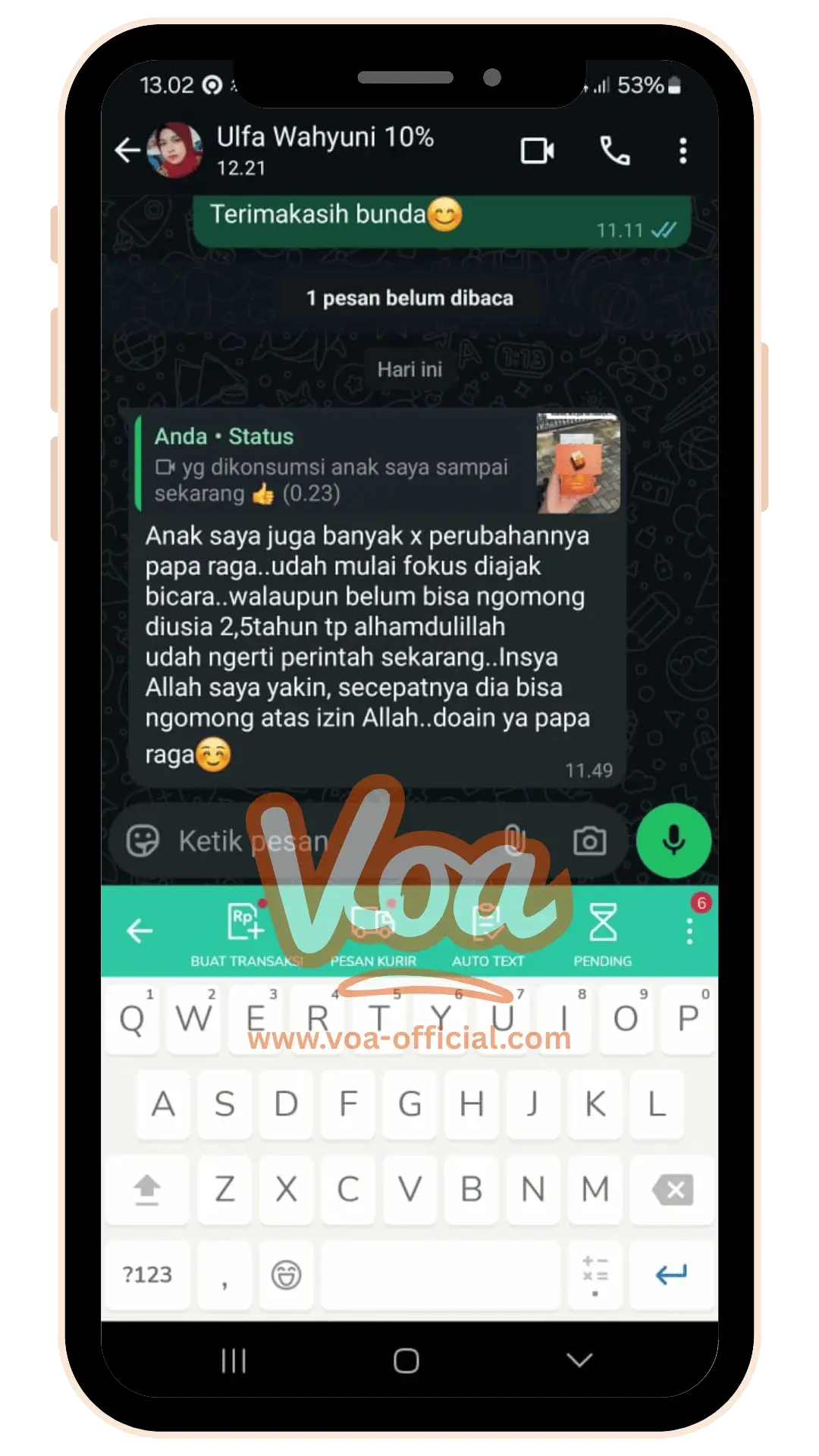 Testimonials VOA Vitamin Otak Anak Speech Delay Autis Terlambat Bicara